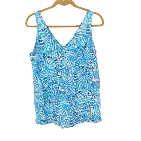 Lilly Pulitzer Florin Sleeveless Linen Top - Amalfi Blue By The Seashore LARGE - Picture 7 of 8